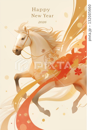 年賀状のイラスト素材_午年(2026) 年賀状のイラスト素材_午年(2026) 132085660