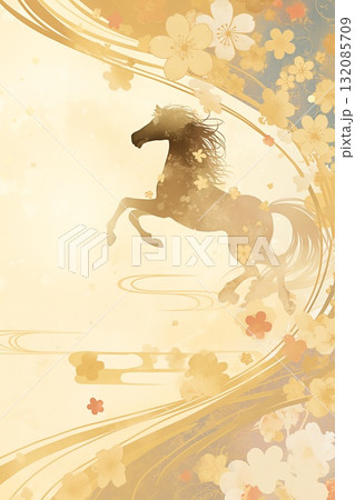 年賀状のイラスト素材_午年(2026) 年賀状のイラスト素材_午年(2026) 132085709