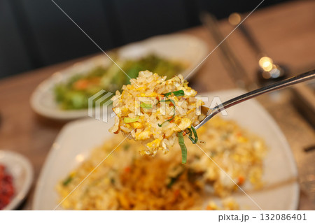 Chinese style food. Egg fried rice 132086401