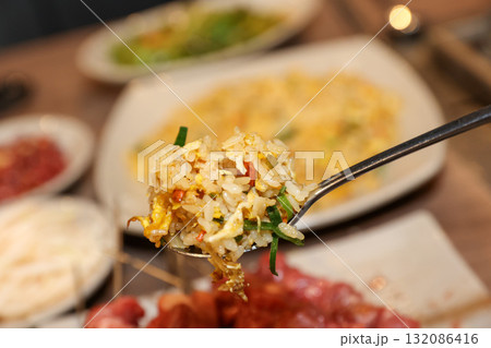 Chinese style food. Egg fried rice Chinese style food. Egg fried rice 132086416