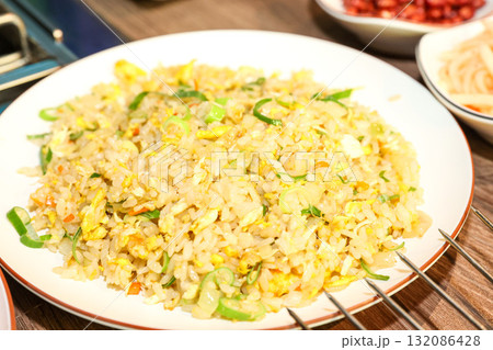 Chinese style food. Egg fried rice 132086428