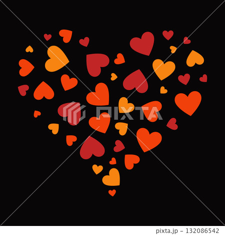 Group of Hearts in Red and Orange, Perfect Emblem for Genuine Love and Warmth vector concept illustration 132086542
