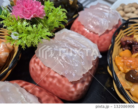 Korean style raw fish. Sashimi 132086906