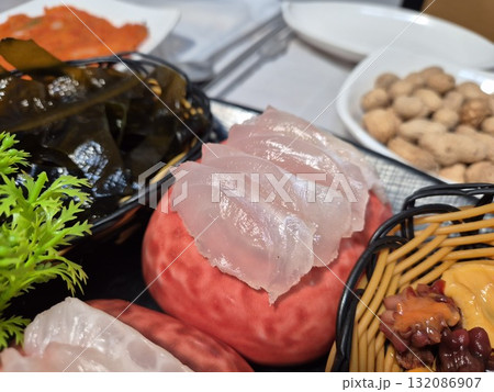 Korean style raw fish. Sashimi 132086907