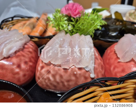 Korean style raw fish. Sashimi 132086908