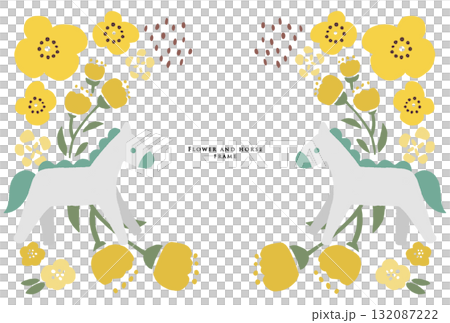 Horse and flower frame, yellow Horse and flower frame, yellow 132087222