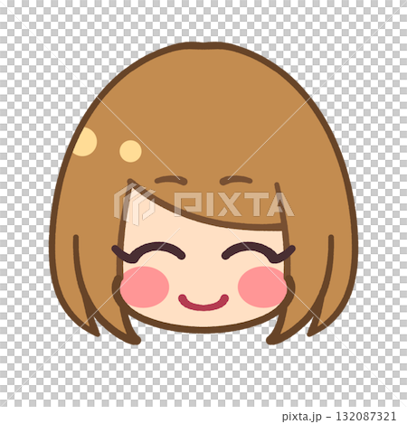 Cute girl's face icon illustration material 132087321