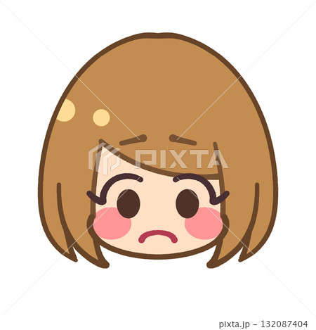 女の子の困り顔かわいいアイコンイラスト素材 132087404