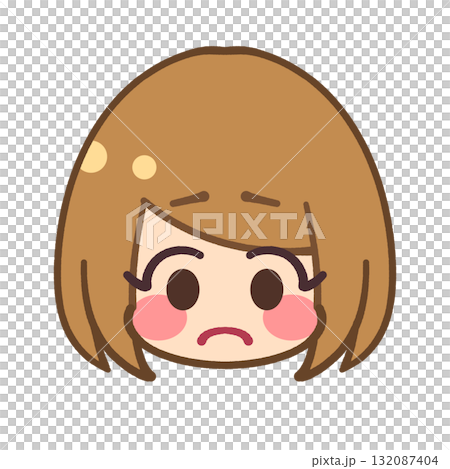 Girl's troubled face cute icon illustration material Girl's troubled face cute icon illustration material 132087404