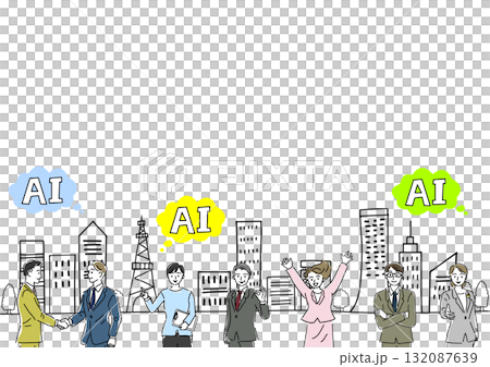 City, office workers, and AI illustration 132087639