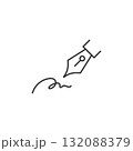 万年筆とサインの線画ベクターアイコン (モノクロ) 132088379