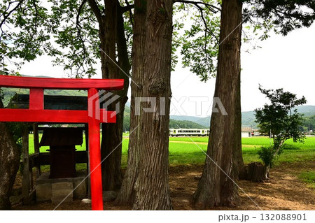 夏の遠野 釜石線と小さな神社 132088901