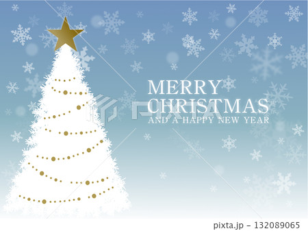 シンプルなクリスマスのイラスト　素材,アイコン,冬,12月,クリスマスツリー,クリスマスカード 132089065