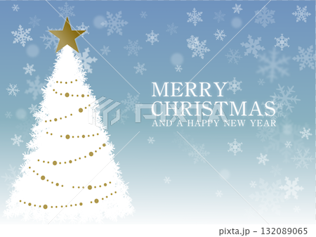 シンプルなクリスマスのイラスト　素材,アイコン,冬,12月,クリスマスツリー,クリスマスカード 132089065