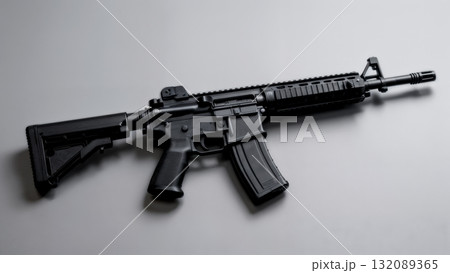 Black Tactical Assault Rifle on Neutral Background Black Tactical Assault Rifle on Neutral Background 132089365