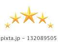 Five gold star rating icon. 3D of quality review symbol isolated on white background. 132089505