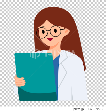 Female doctor reading chart for analyzation and consultation. Character design Female doctor reading chart for analyzation and consultation. Character design 132089532
