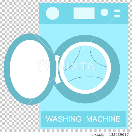 Washing Machine Open Door, Front Load Washer, Flat Illustration Washing Machine Open Door, Front Load Washer, Flat Illustration 132089617