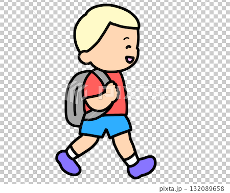 A blond boy walking to school 132089658