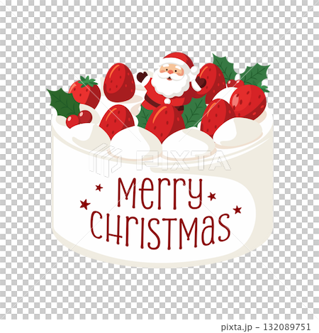 サンタの乗ったクリスマスケーキ_側面文字入り サンタの乗ったクリスマスケーキ_側面文字入り 132089751