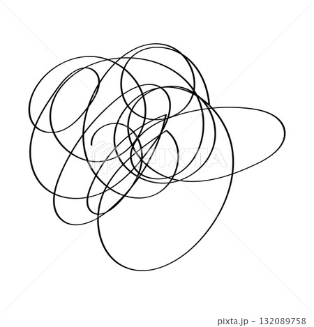 手描き　落書き　絡まった線 132089758