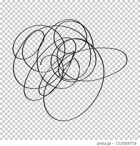 手描き　落書き　絡まった線 132089758