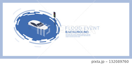 Flooded car at traffic light vector illustration Flooded car at traffic light vector illustration 132089760