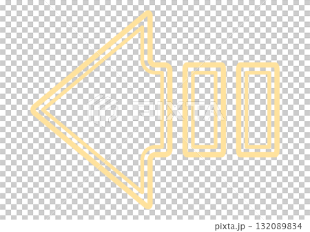 Yellow left pointing decorative thick outline arrow icon 132089834