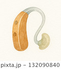 Watercolor illustration of hearing aid, symbol of inclusion and accessibility. This assistive device offers support for people with hearing loss, amplifying sound 132090840