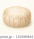 Watercolor illustration of single meditation cushion or zafu for mindful relaxation and calm yoga practice. This neutral, isolated object evokes sense of peace 132090842