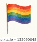 Joyful watercolor illustration of single rainbow flag waving, colorful art symbol for lgbt pride celebration. This artistic painting expresses freedom, love, and equality 132090848