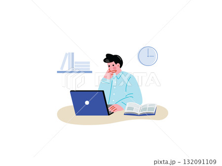 デスクワークをする男性 デスクワークをする男性 132091109