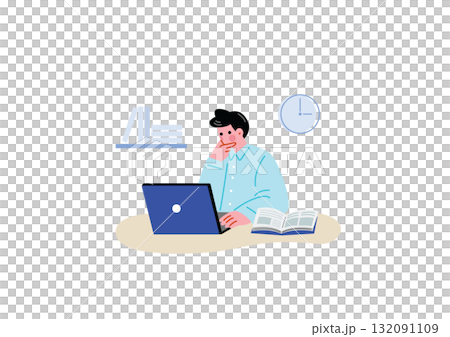 デスクワークをする男性 デスクワークをする男性 132091109