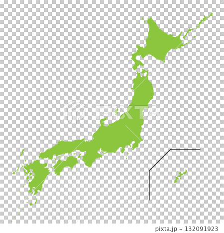 シンプルな日本地図のイラストイメージ グリーン シンプルな日本地図のイラストイメージ グリーン 132091923