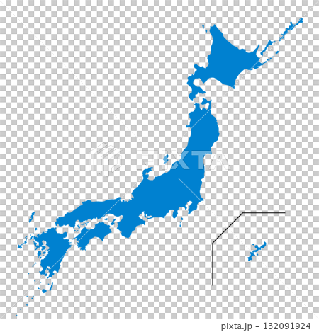 藍色日本地圖的簡單插圖 132091924
