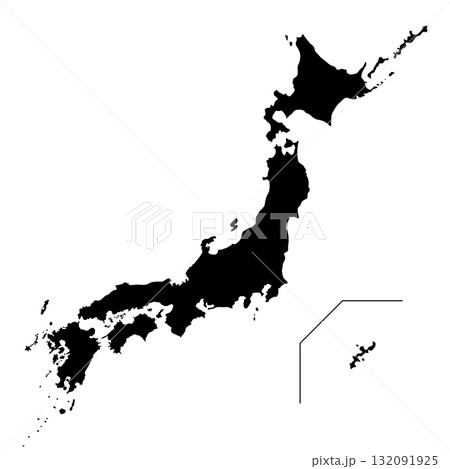 シンプルな日本地図のイラストイメージ ブラック 132091925