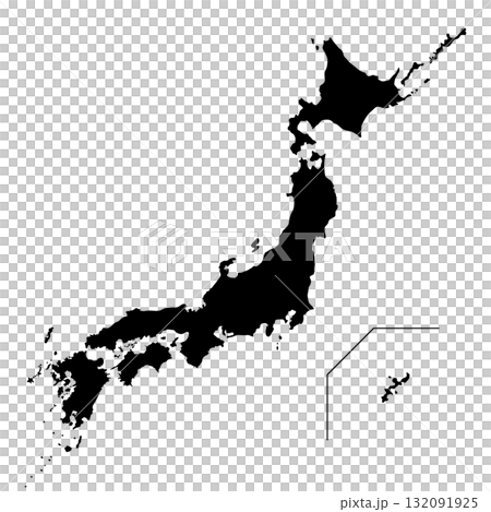 簡單的日本地圖插圖圖像黑色 132091925