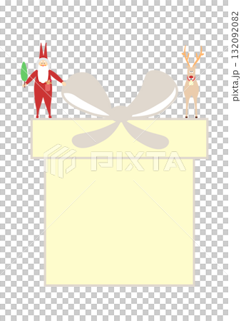 クリスマス プレゼントボックス フレーム枠イラスト背景 かわいいサンタクロースとトナカイ クリスマス プレゼントボックス フレーム枠イラスト背景 かわいいサンタクロースとトナカイ 132092082