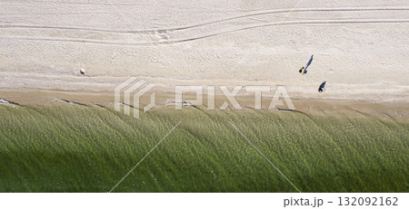 sandy beach on the seashore, view from above 132092162
