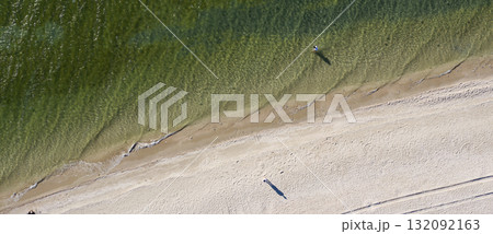sandy beach on the seashore, view from above 132092163
