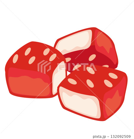 ダイスカットしたイチゴのベクターイラストセット 132092509