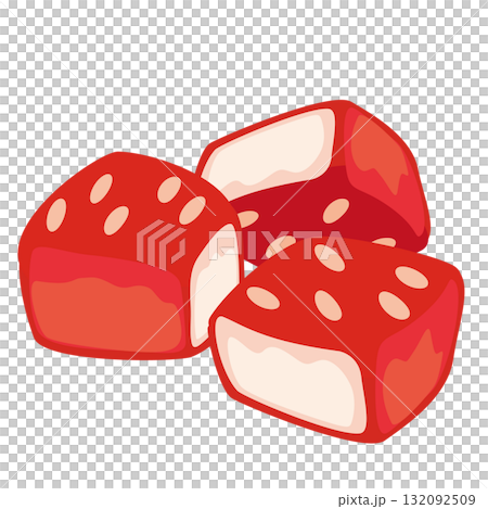 ダイスカットしたイチゴのベクターイラストセット 132092509