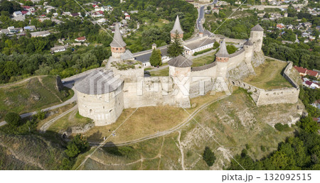 shot of the old castle, view from above shot of the old castle, view from above 132092515