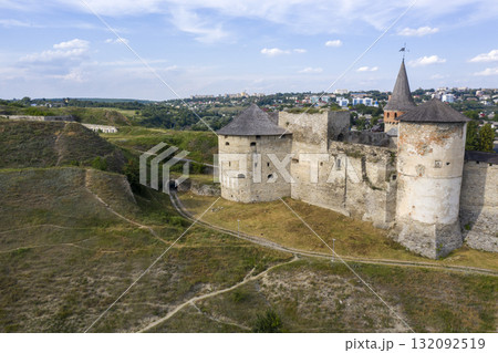shot of the old castle, view from above shot of the old castle, view from above 132092519