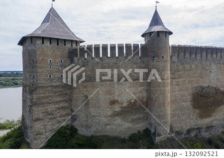 shot of the old castle, view from above 132092521