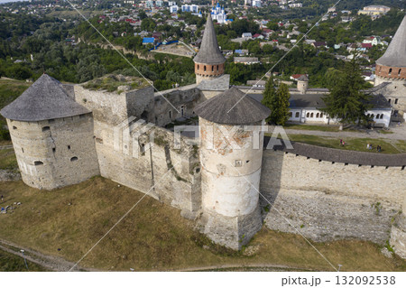 shot of the old castle, view from above shot of the old castle, view from above 132092538