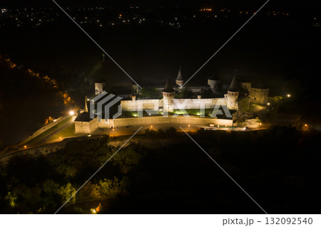 shot of the old castle, view from above 132092540