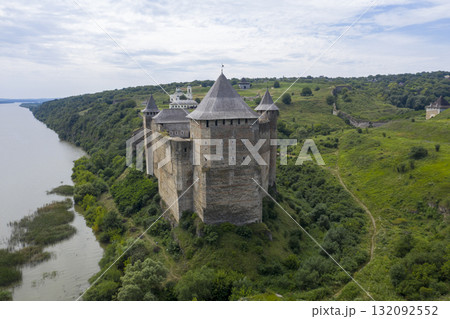 shot of the old castle, view from above 132092552