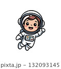 Cute Cartoon Boy Astronaut Floating in Space, Design for Kids Illustration 132093145