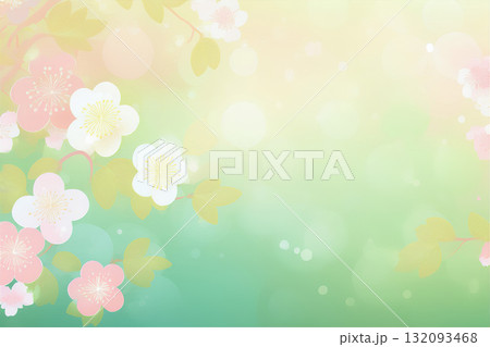 初春に咲く梅の花 132093468